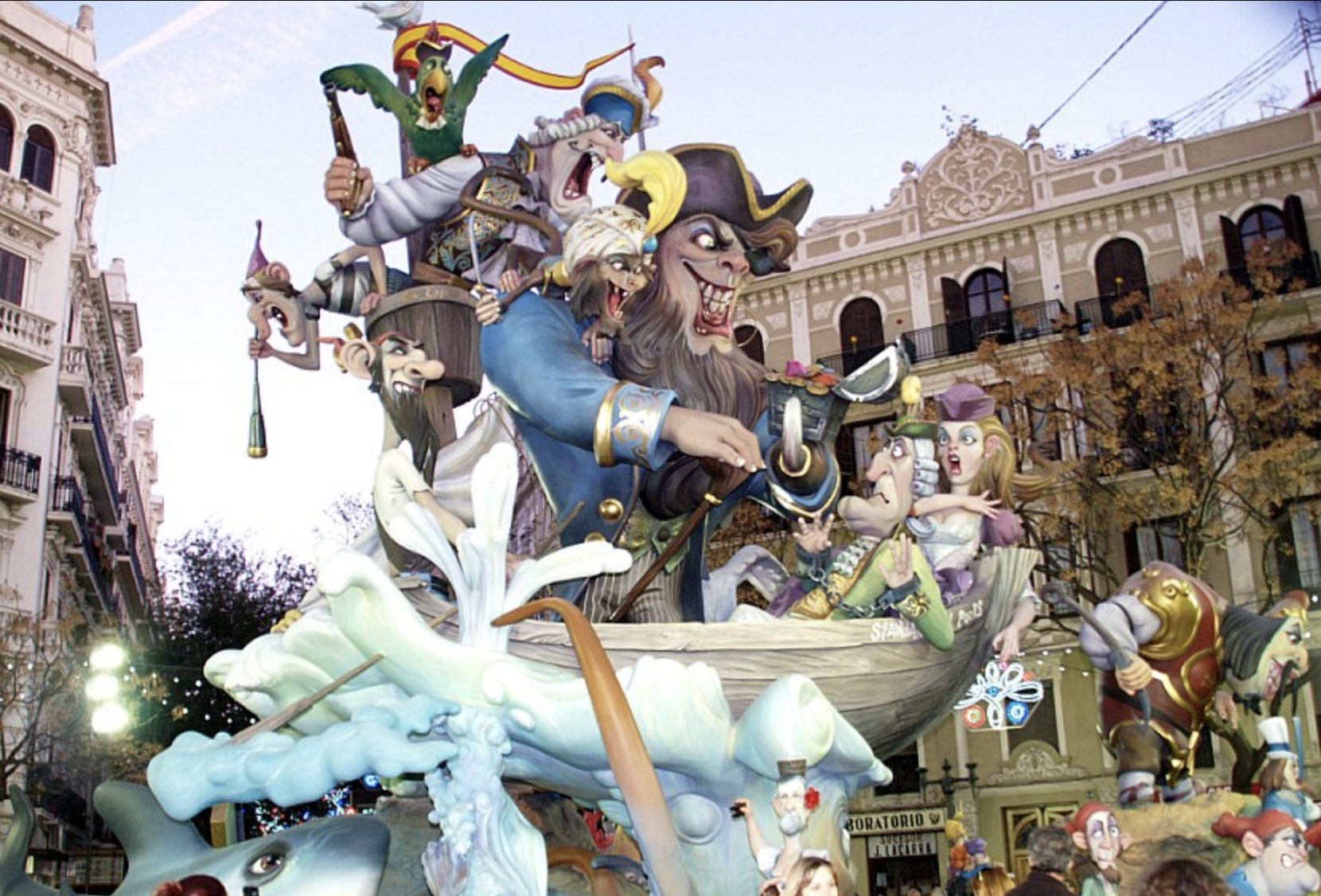 A colourful Falla sculpture being prepared for the Las Fallas fiesta, a major event in the Costa Blanca calendar.